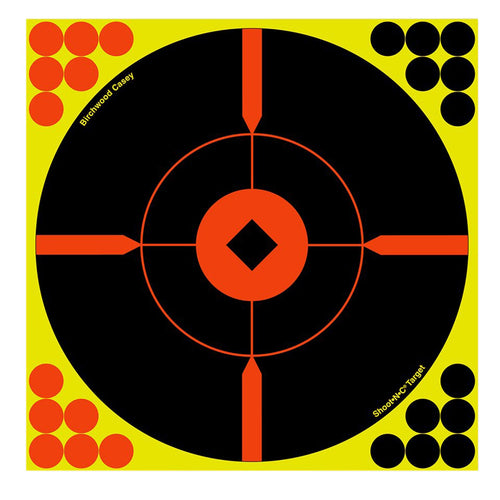 Birchwood Casey 34806 Shoot-N-C Bull's-Eye BMW Self-Adhesive Paper 8 Bullseye Yellow Target Paper w/Black Target & Red Accents 6 Per Pack